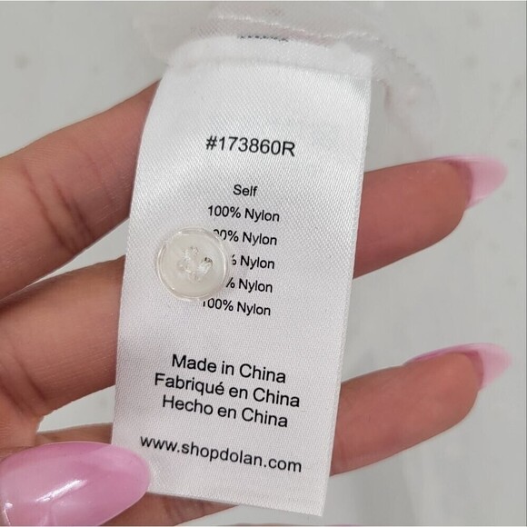 Anthropologie Dolan White Sheer Swiss Dot Tie-Neck Button Up Top Small - Picture 7 of 10